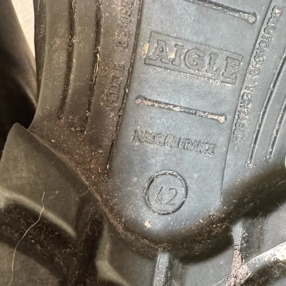 Aigle Parcours 2 Wellington Tall Rain Boots Green Rubber France Men 9 Women 10.5 - Picture 8 of 8